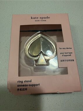 New Kate Spade Metallic Gold Heart-Spade Ring Phone Stand